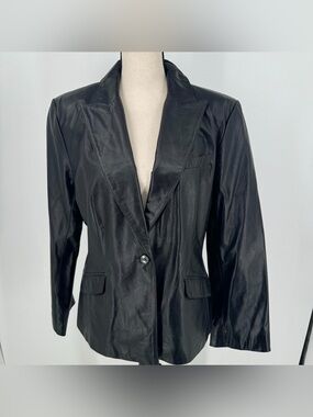 NWT Express RARE Vintage Y2K Black Leather Blazer Jacket